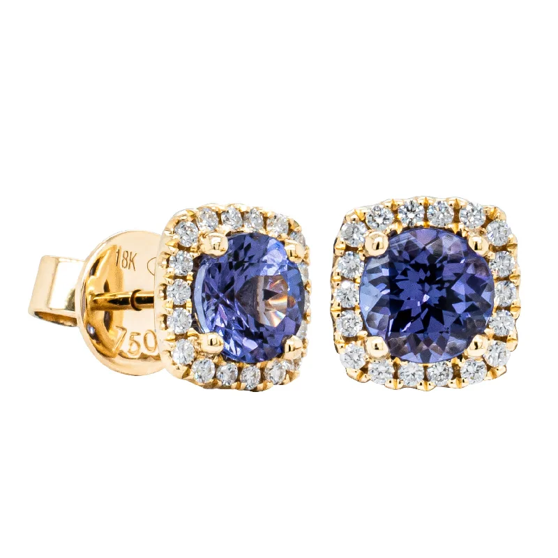 Upgrade Your Jewelry Collection For Less 18ct Yellow Gold 1.85ct Tanzanite & Diamond Peony Earrings