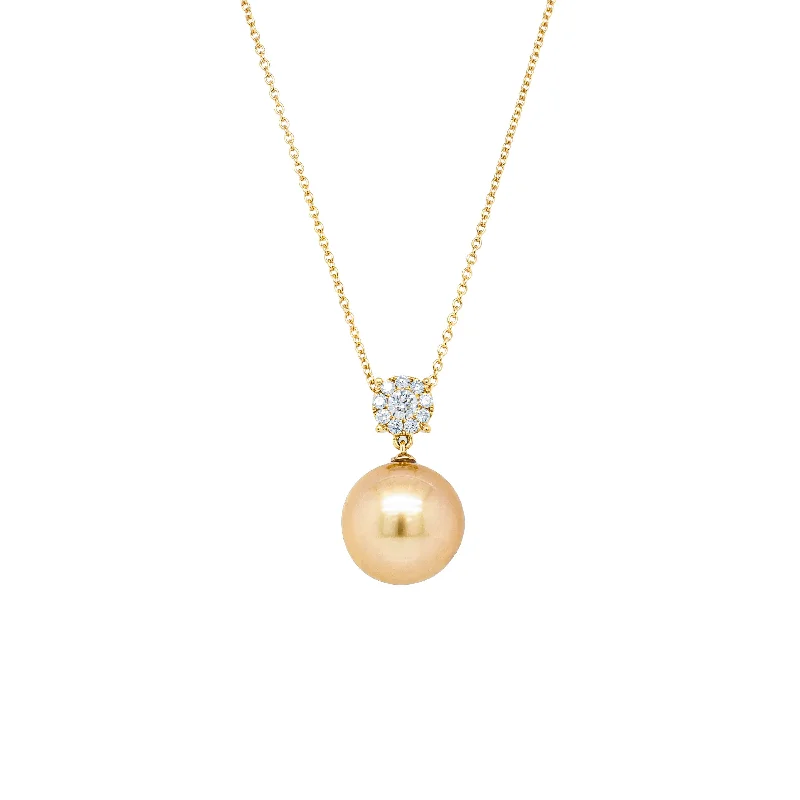 Chic And Stylish Jewelry At Discounted Prices 18ct Yellow Gold 12.5mm Golden South Sea Pearl & Diamond Galaxy Necklace