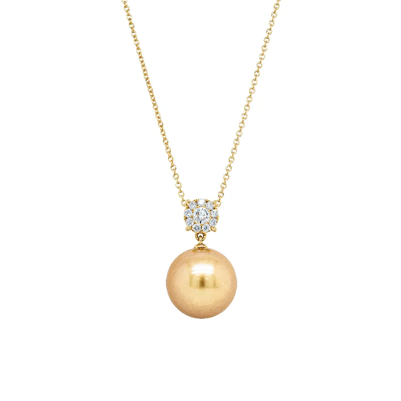 High-End Sparkle, Low-End Prices – Shop Now 18ct Yellow Gold 13.8mm Golden South Sea Pearl & Diamond Galaxy Necklace