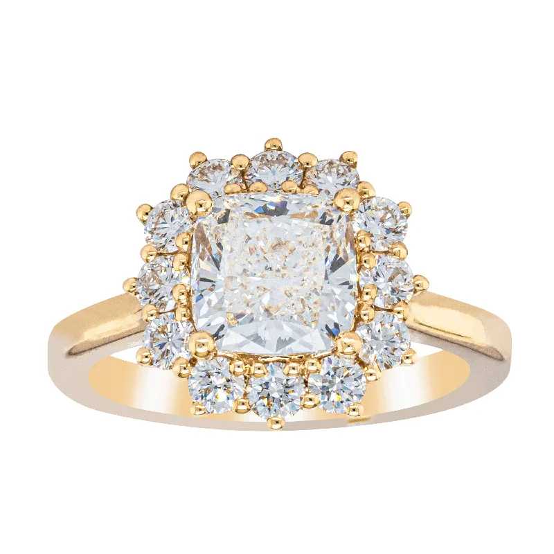 Dazzle In Elegance With Our Biggest Jewelry Sale 18ct Yellow Gold 2.00ct Cushion Cut Diamond Belle Ring