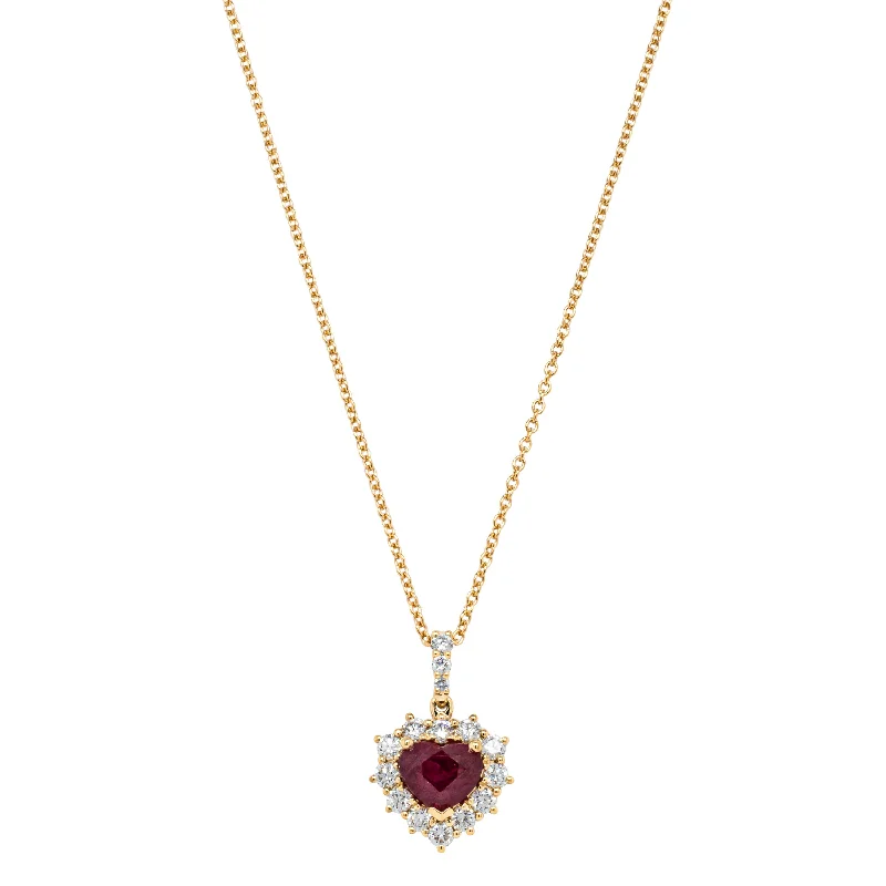 Handcrafted Beauty At Affordable Prices 18ct Yellow Gold 2.02ct Ruby & Diamond Heart Belle Pendant