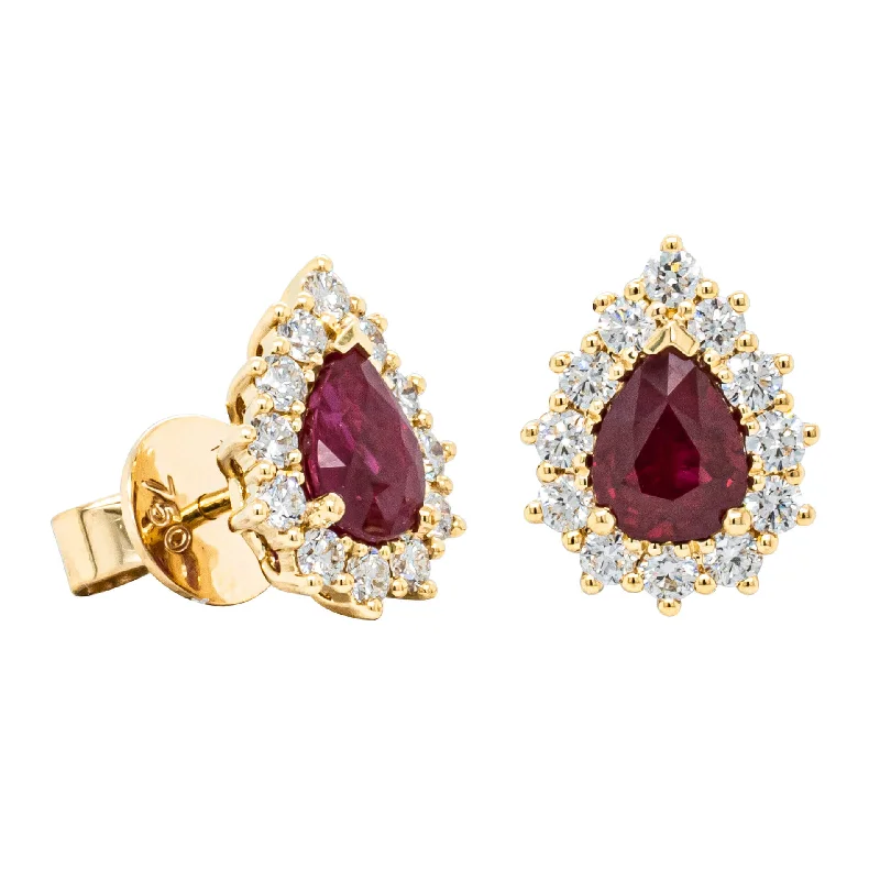 Sparkle On A Budget – Fine Jewelry For Less 18ct Yellow Gold 2.09ct Ruby & Diamond Belle Earrings