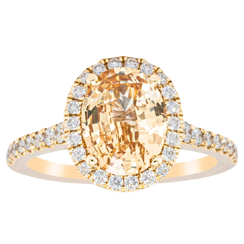 Elevate Your Jewelry Collection With Limited-Time Savings 18ct Yellow Gold 2.52ct Peach Sapphire & Diamond Sierra Ring