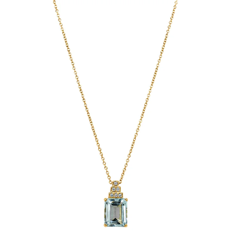 Luxury Jewelry Without The Luxury Price Tag 18ct Yellow Gold 3.40ct Aquamarine & Diamond Maya Pendant