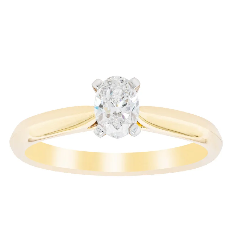 Huge Markdowns On Premium Jewelry Styles 18ct Yellow Gold .40ct Oval Cut Diamond Venetian Ring