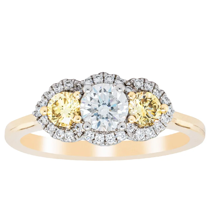 Timeless Elegance Now At Special Discounts 18ct Yellow Gold .84ct Yellow & White Diamond Posie Ring