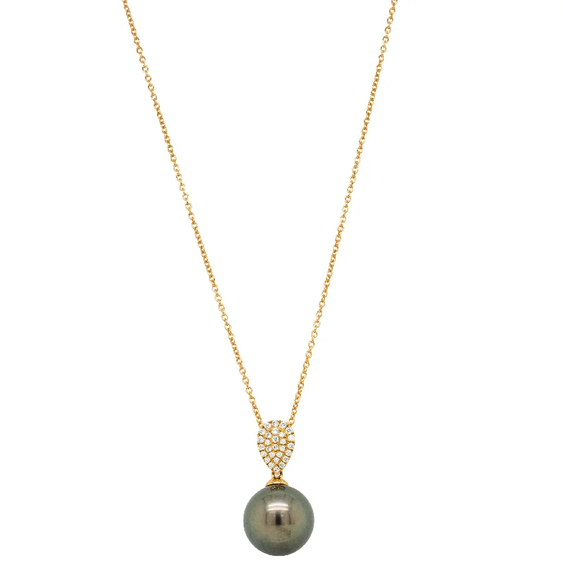 Fashion-Forward Geometric Jewelry For Contemporary Style 18ct Yellow Gold Black Pearl & Diamond Aegean Pendant