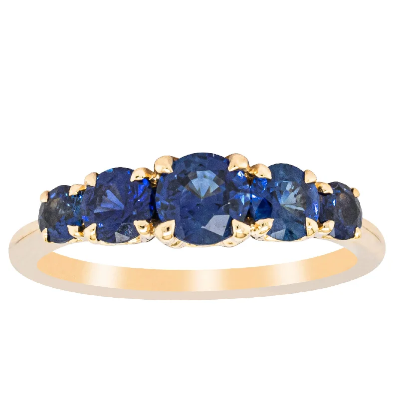 Romantic Heart-Shaped Jewelry For Special Gifts 18ct Yellow Gold Five Stone Sapphire Octavia Ring