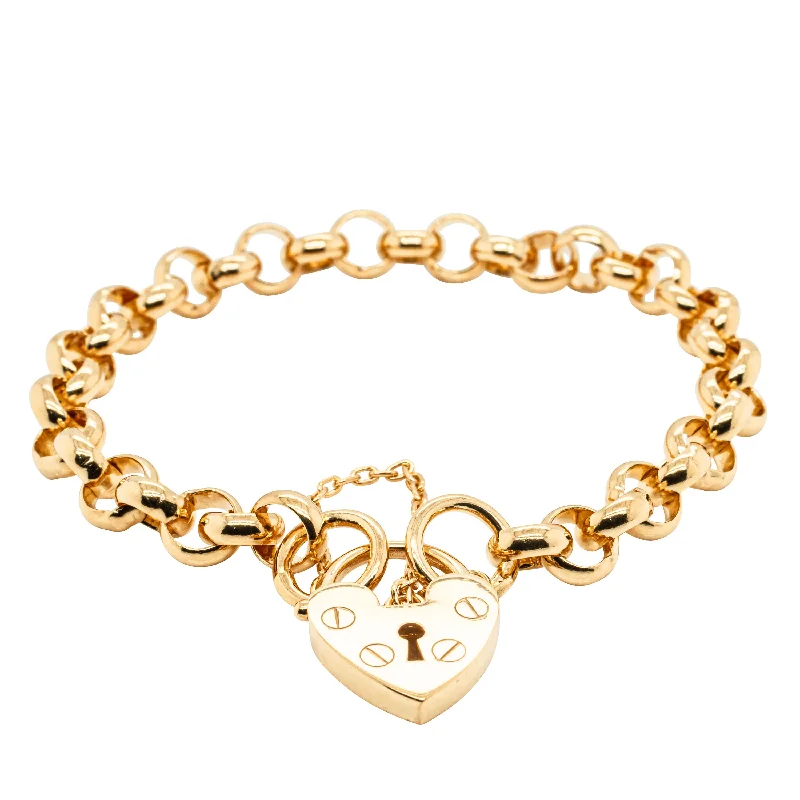 Your Dream Jewelry At Dream Prices 9ct Yellow Gold Belcher Bracelet With Flat Heart Clasp