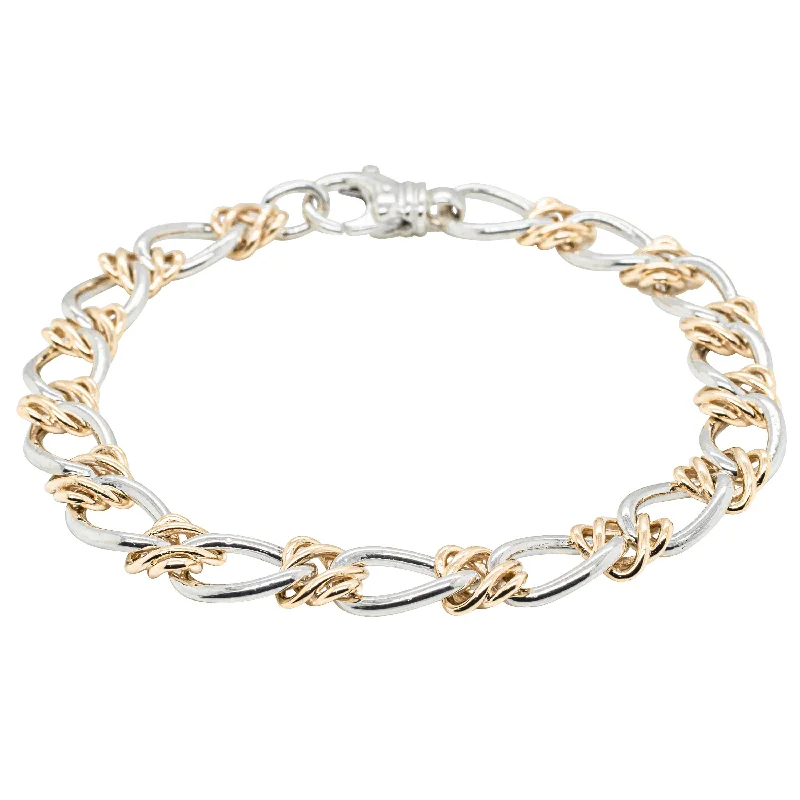 Timeless Elegance At Unbelievable Discounts 9ct Yellow Gold & Sterling Silver Celtic Weave and Oval Curb Bracelet