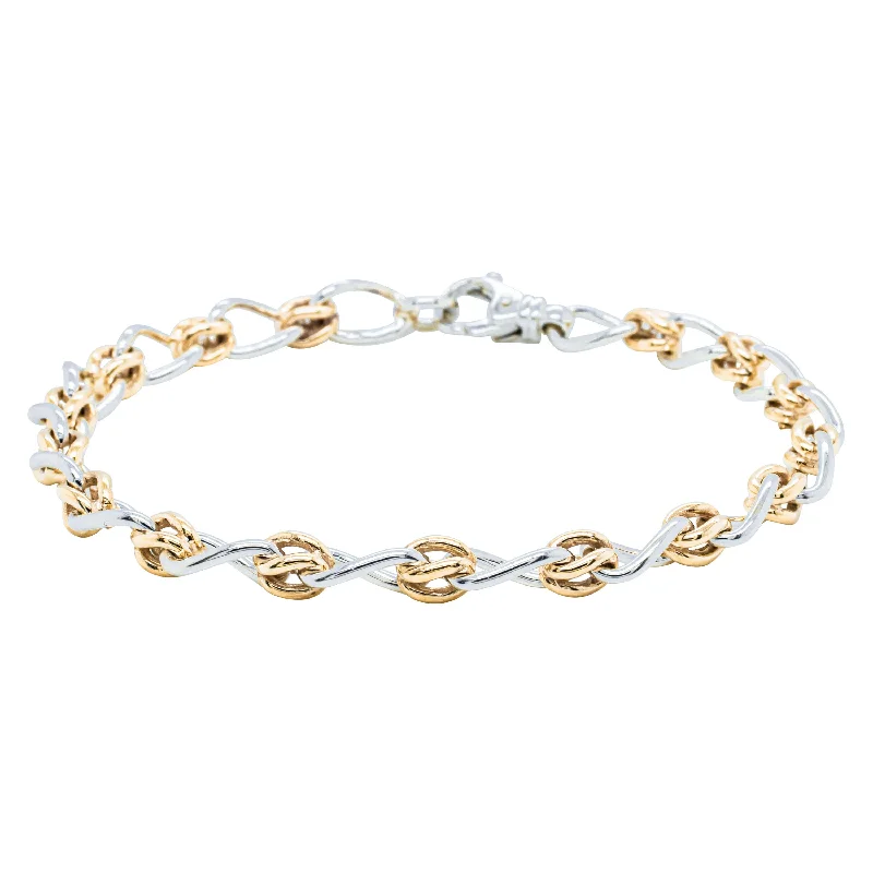 Gorgeous Jewelry, Limited-Time Savings 9ct Yellow Gold & Sterling Silver Twist Cable and Knot Bracelet