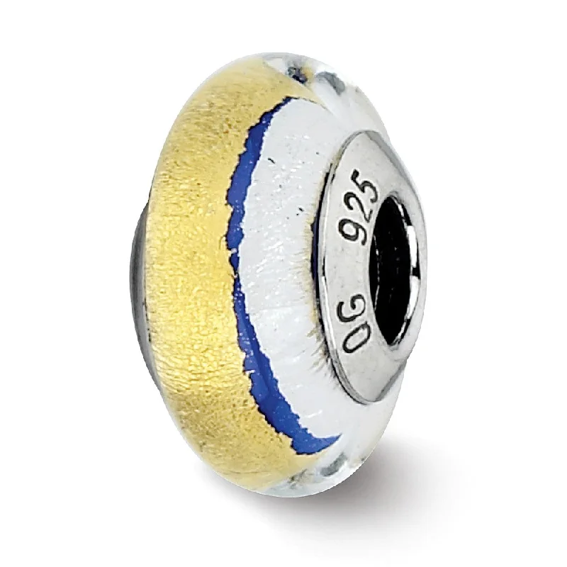 Don't Miss These Dazzling Jewelry Discounts Blue/Gold/Silver Murano Glass & Sterling Silver Bead Charm, 13mm