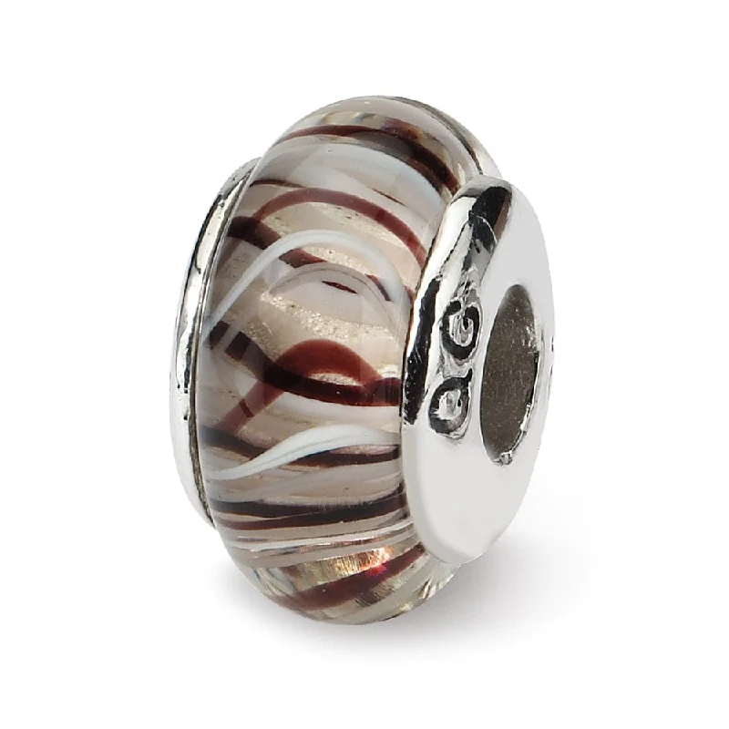 Shop Dazzling Jewelry With Special Promotional Discounts Brown & White Striped Glass Sterling Silver Bead Charm