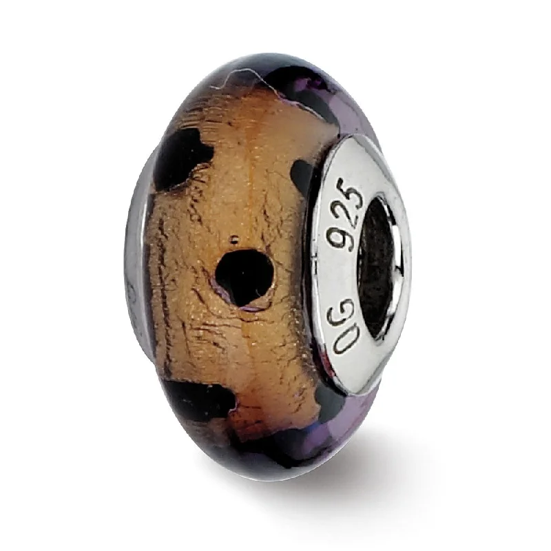 Your Dream Jewelry At Dream Prices Brown with Black Dots Murano Glass & Sterling Silver Bead Charm, 13mm