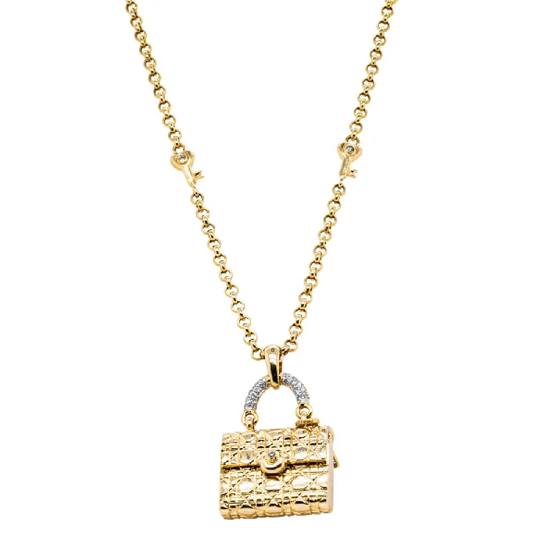 Huge Savings On Premium Jewelry Styles Deja Vu 18ct Yellow Gold .26ct Diamond Bag Pendant