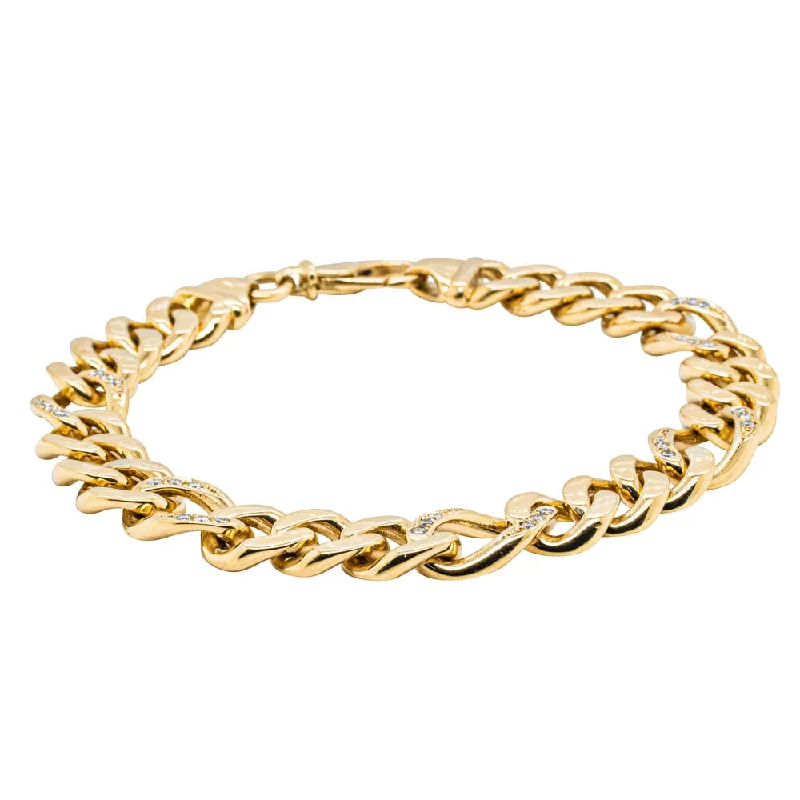 Grab Exquisite Jewelry At The Lowest Prices Deja Vu 18ct Yellow Gold .35ct Diamond Curb Bracelet