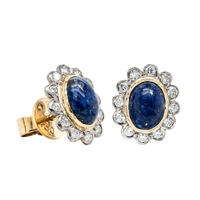 Trendy And Classic Jewelry Now At Reduced Prices Deja Vu 18ct Yellow Gold Lapis & Diamond Studs