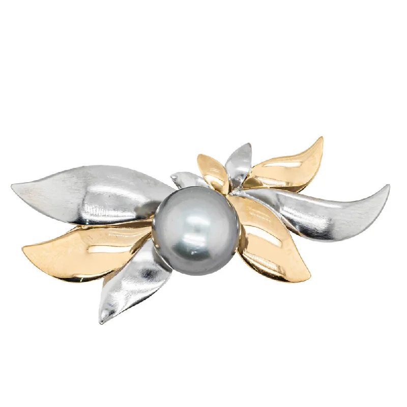 Must-Have Jewelry At Irresistible Discounts Deja Vu 18ct Yellow & White Gold South Sea Grey Pearl Brooch