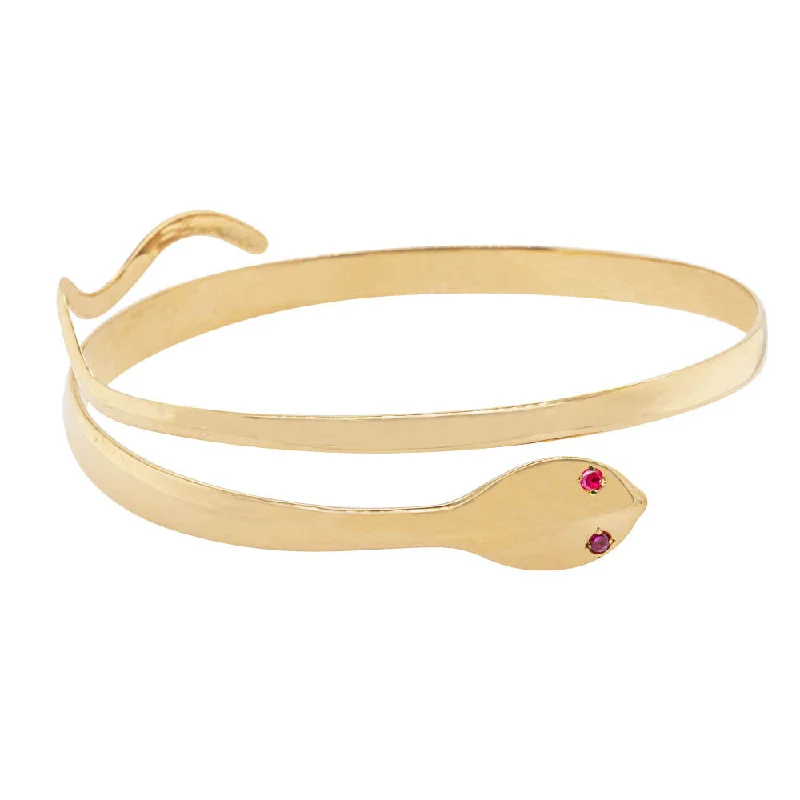 Sparkle In Style With Our Best Jewelry Deals Deja Vu 22ct Yellow Gold and Synthetic Ruby Snake Armlet