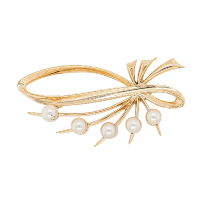 Shop Modern Jewelry Collections With Exclusive Discounts Deja Vu 9ct Yellow Gold Akoya Pearl Brooch