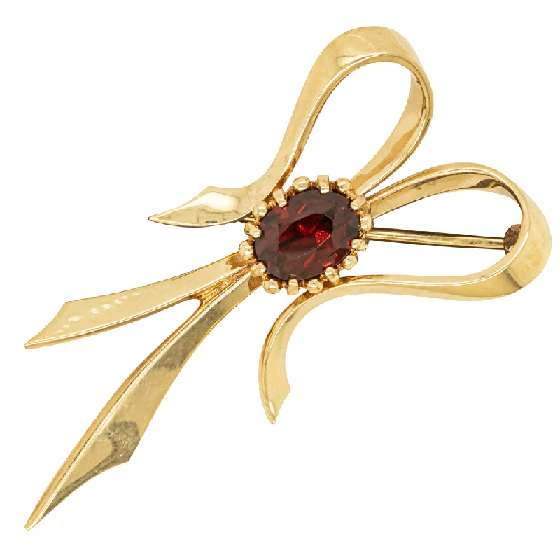 Limited-Time Jewelry Sale – Don't Miss These Deals Vintage 9ct Yellow Gold Garnet Bow Brooch