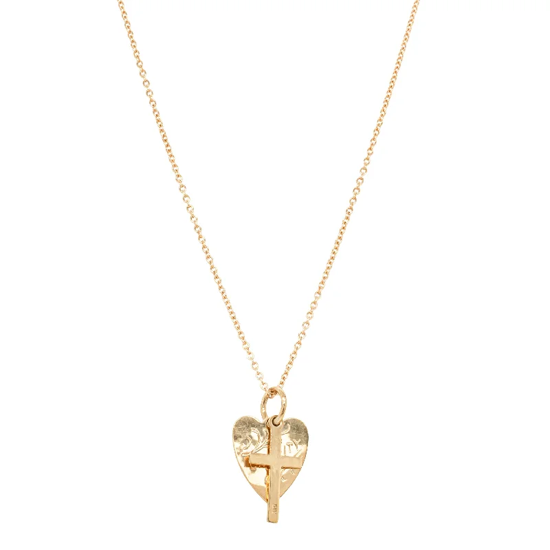 Luxury Jewelry Sale – Elegant Styles At Unbeatable Prices Deja Vu 9ct Yellow Gold Heart and Cross Necklace