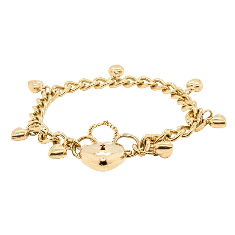 Exclusive Jewelry Offers – Sparkle For Less Deja Vu 9ct Yellow Gold Heart Charm Curb Bracelet