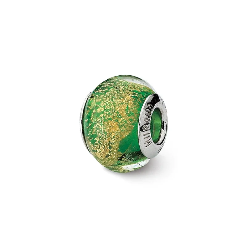 Shop Signature Jewelry Styles At Exclusive Prices Green/Golden Italian Murano Glass & Sterling Silver Bead Charm, 14mm