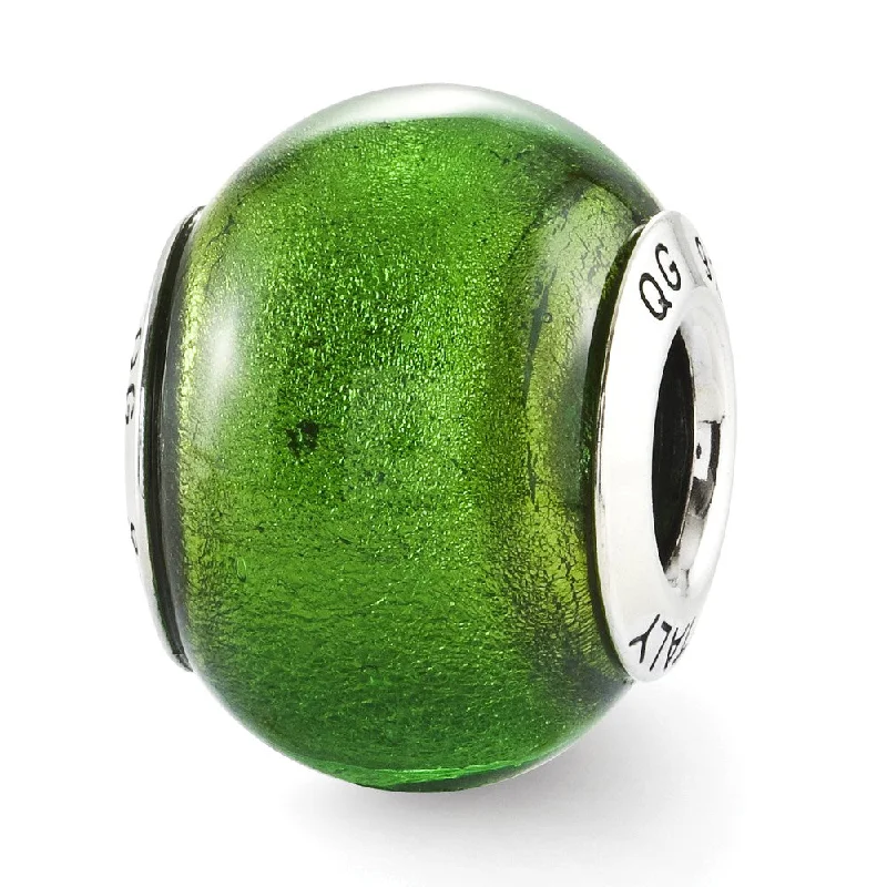 Best Jewelry Sale Prices – Limited-Time Offer Green Italian Murano Glass & Sterling Silver Bead Charm