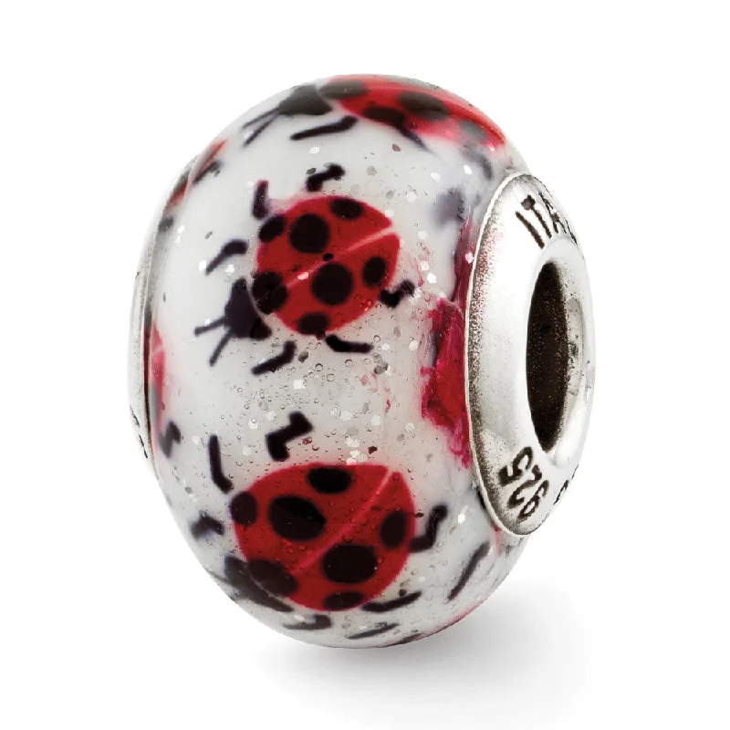 High-End Sparkle, Low-End Prices – Jewelry Sale Live Ladybug Hand Painted Italian Murano Glass & Sterling Silver Bead Charm