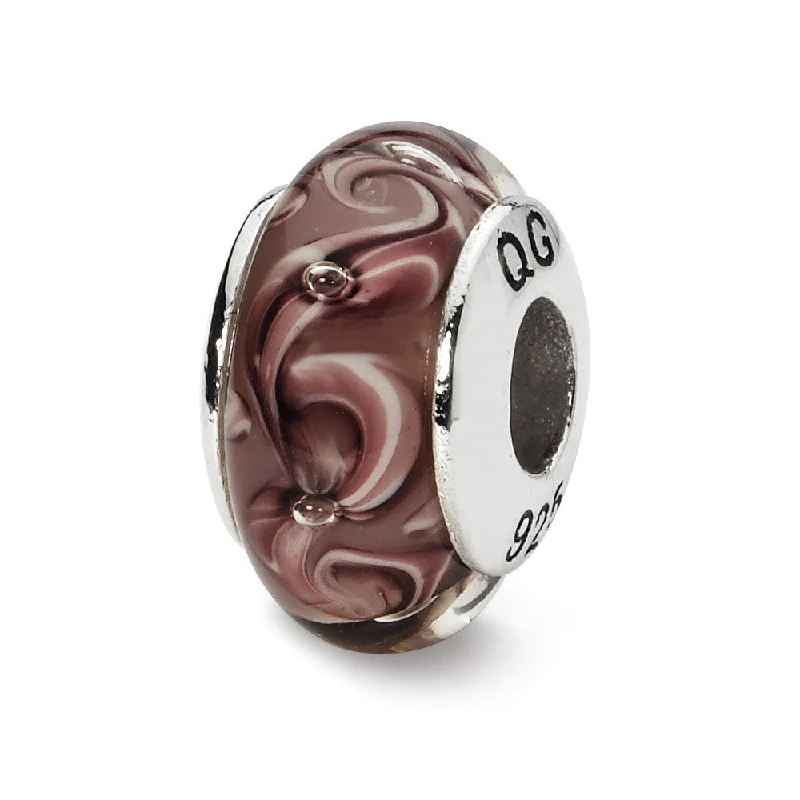 Limited-Time Offer On Elegant Jewelry Pieces Purple Swirl Hand-Blown Glass & Sterling Silver Bead Charm, 13mm