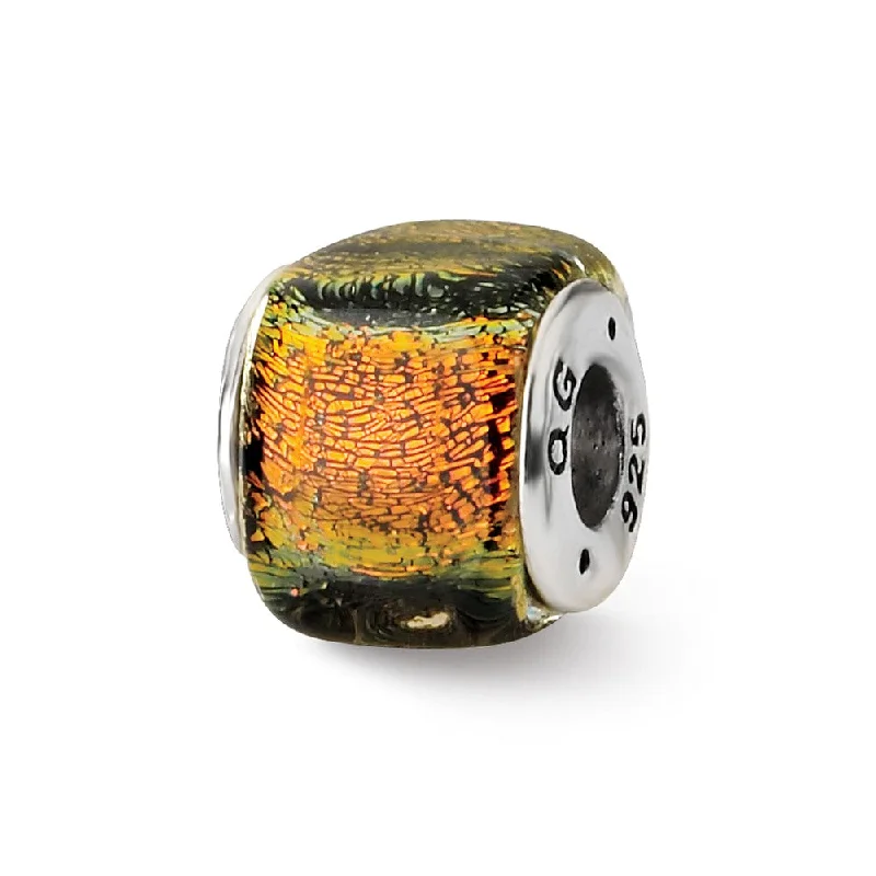 Unmissable Discounts On Timeless Jewelry Pieces Square Orange Dichroic Glass Sterling Silver Bead Charm