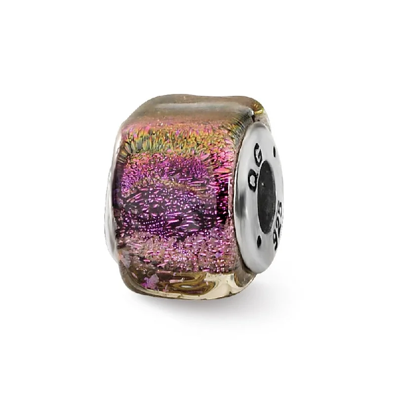 Bestselling Jewelry Now On Sale – Elevate Your Look Square Purple Dichroic Glass Sterling Silver Bead Charm