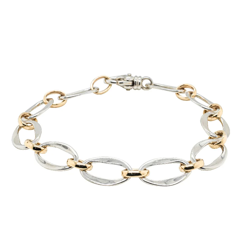 Shop Fine Jewelry With Amazing Deals Sterling Silver & 9ct Yellow Gold Fancy Oval Bracelet