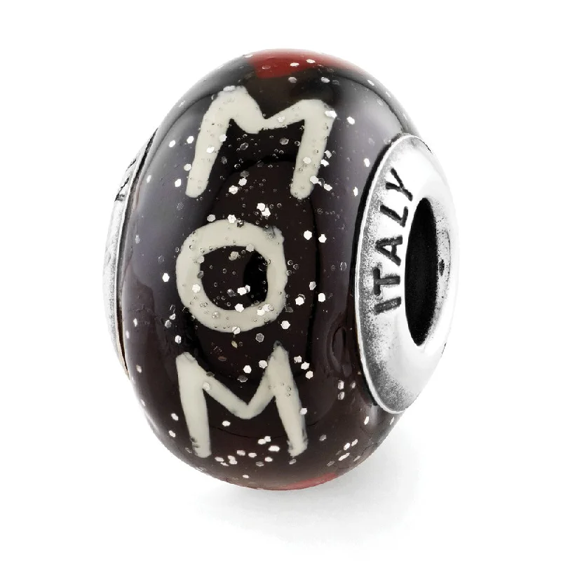 Glamorous Jewelry, Glamorous Deals – Shop Now Sterling Silver & Black Italian Murano Glass Mom & Hearts Bead Charm