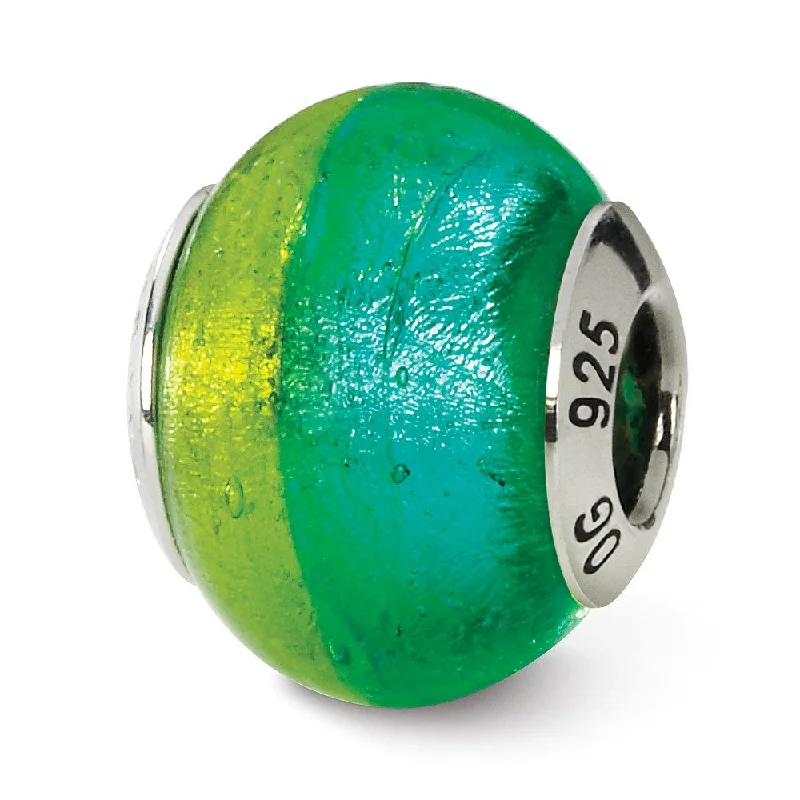 Elegant Jewelry, Affordable Luxury – Shop Now Sterling Silver, Green and Blue Murano Glass Bead Charm