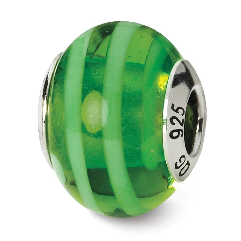 Best Jewelry Sale – Shop Exclusive Designs Now Sterling Silver, Green Striped Murano Glass Bead Charm