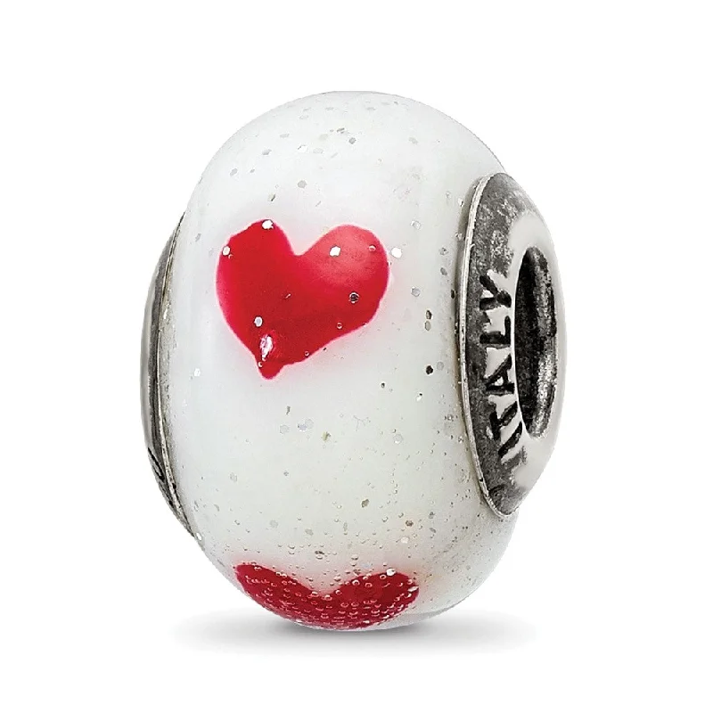 Must-Have Jewelry Pieces At Reduced Prices Sterling Silver & Italian Murano Glass Red Hearts Bead Charm