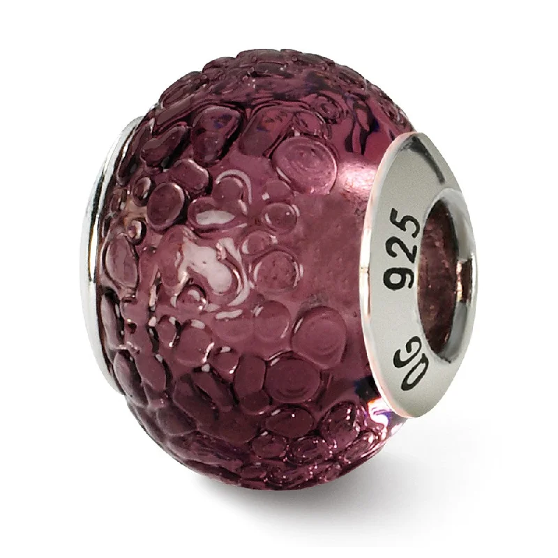 Jewelry Sale Alert – Shop Timeless Elegance Today Sterling Silver, Purple Textured Murano Glass Bead Charm