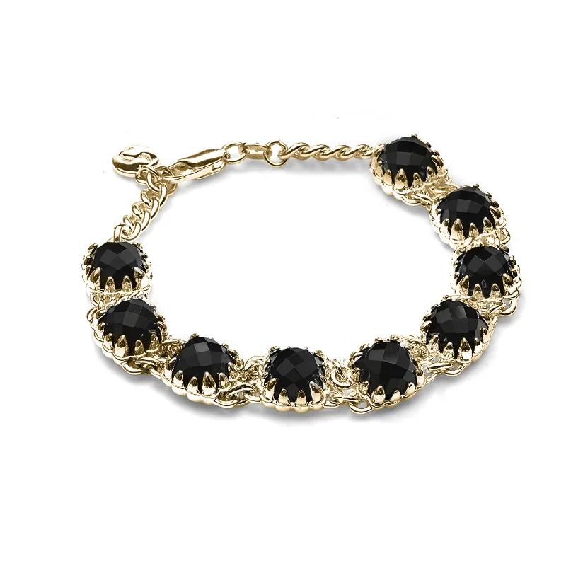 Discounted Jewelry For A Glamorous Look Stolen Girlfriends Club Love Claw Eternity Bracelet - Gold Plated & Onyx