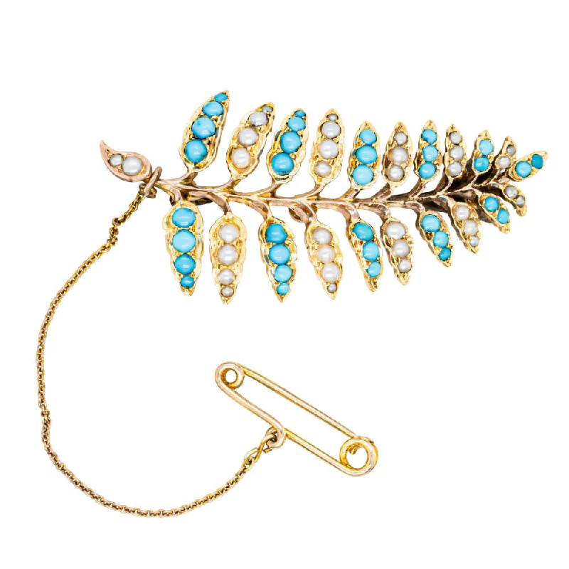 Jewelry Deals That Sparkle – Shop Today Vintage 15ct Gold Turquoise & Pearl Fern Brooch