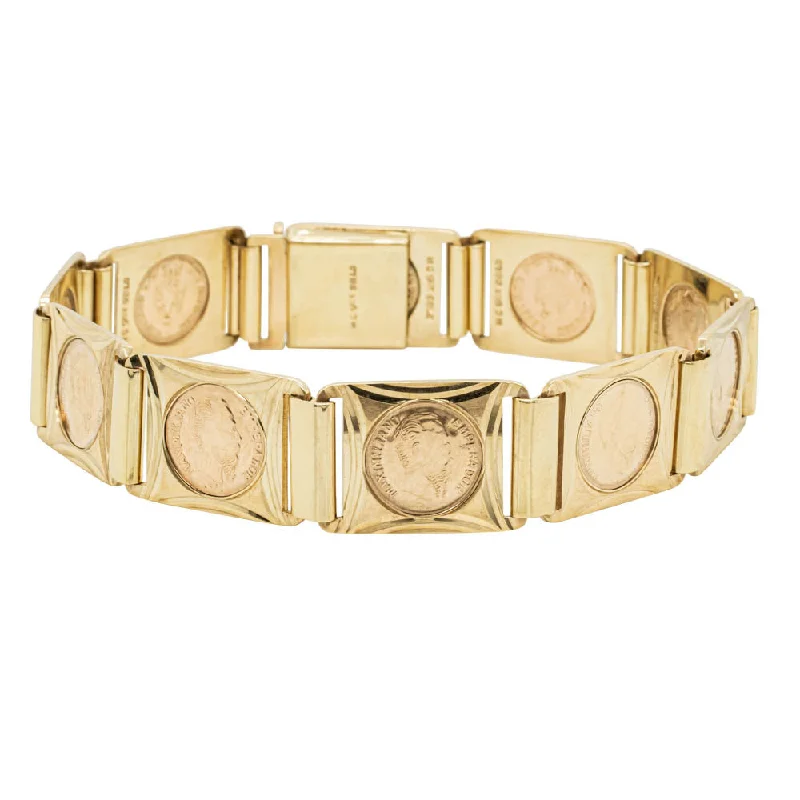 Breathtaking Jewelry At Limited-Time Savings Vintage 9ct Yellow Gold Coins Bracelet