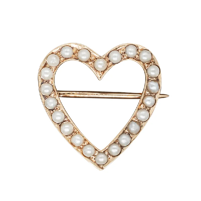 Shop Fine Jewelry With Exclusive Savings Vintage 9ct Yellow Gold Seed Pearl Heart Brooch