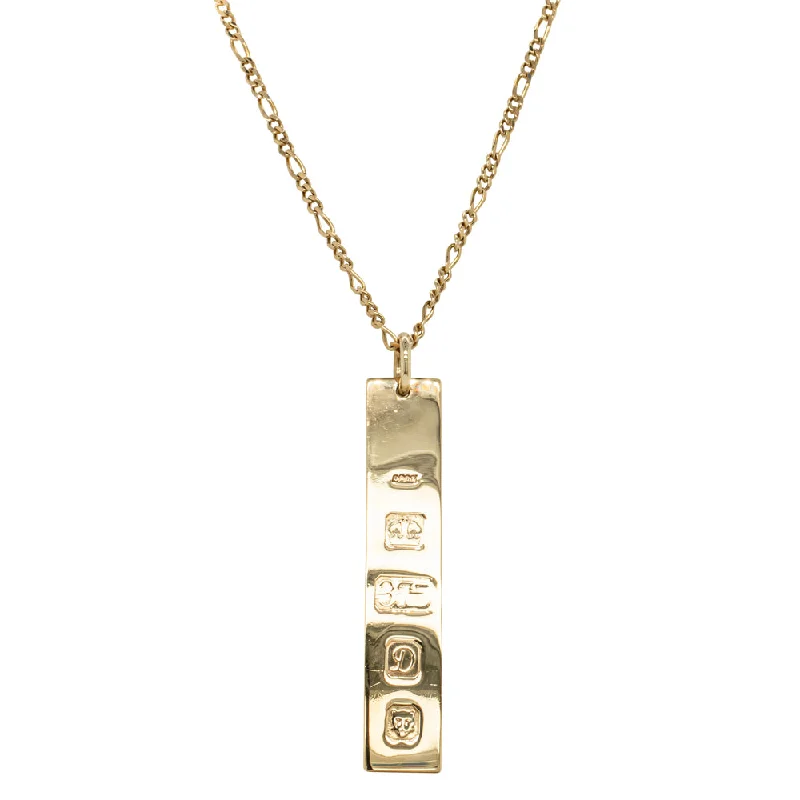 Bestselling Jewelry At Special Promotional Rates Vintage 9ct Yellow Gold Ingot Pendant with Fancy Link Chain