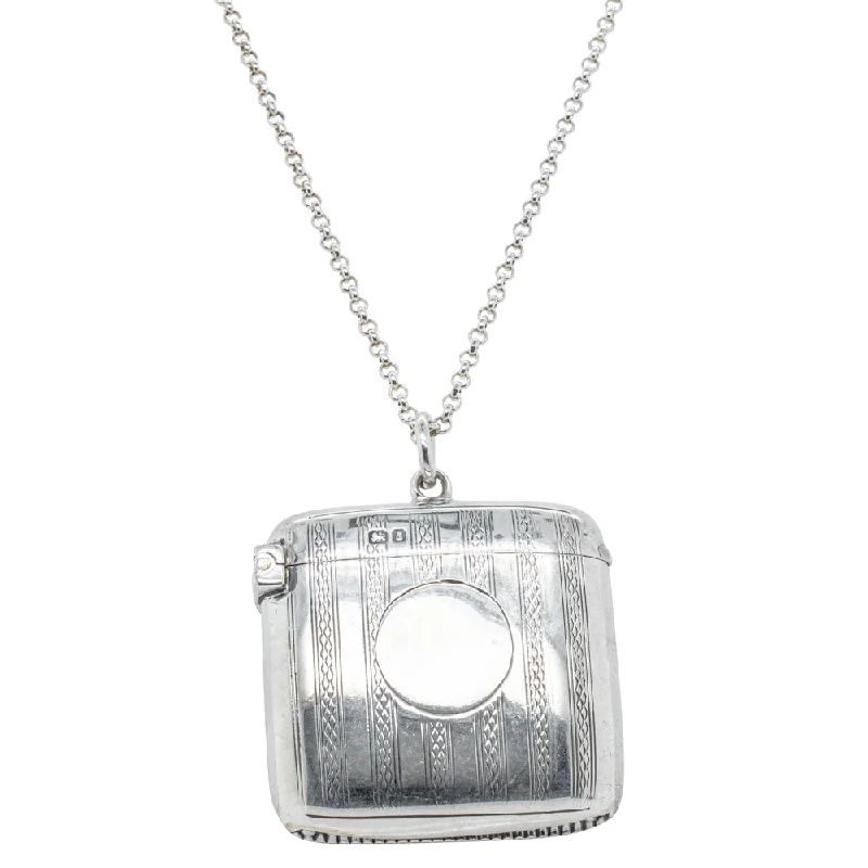 Luxury Meets Affordability – Jewelry Sale Now Live Vintage Sterling Silver Vesta Case with Chain