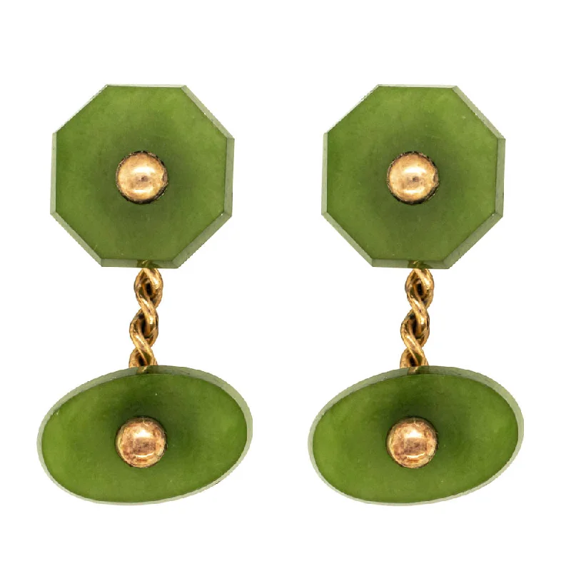 Elegant Jewelry At Unbeatable Prices – Shop Today Vintage Yellow Gold Plated Greenstone Cufflinks