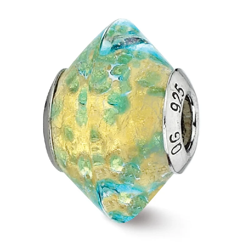 Sparkle For Less – Shop Our Limited-Time Jewelry Deals Yellow with Teal Murano Glass & Sterling Silver Bead Charm, 17mm